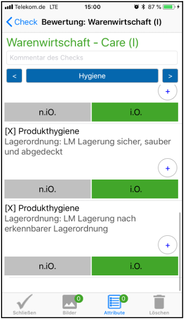 App Anwendung von EASYcheck mit Kontrolle über die Warenwirtschaft