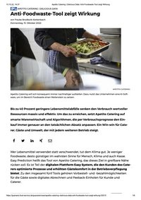 Artikel der gvpraxis über apetito catering aus der Ausgabe im Oktober 2022